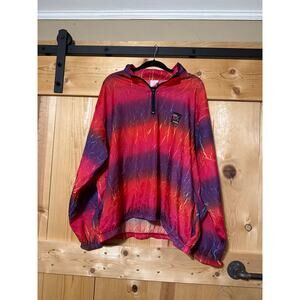 Vintage Surf Style Wind Breaker Jacket Rainbow Purple Pink Retro One Size 80’s